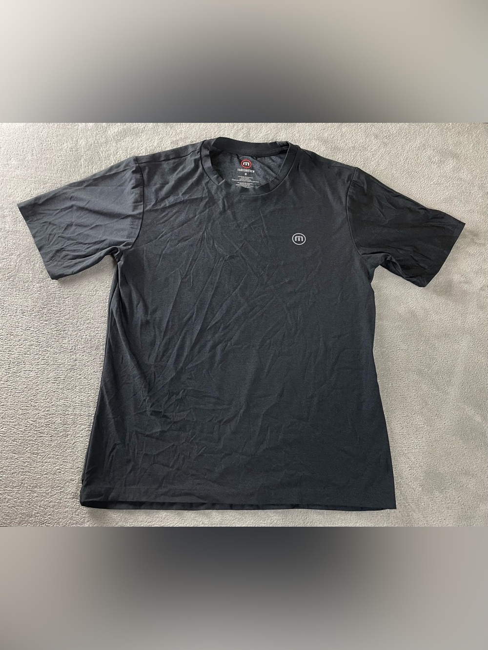 Travis Mathew Mens Black Stretch Crew Neck Athletic Golf T Shirt Size Medium Gym